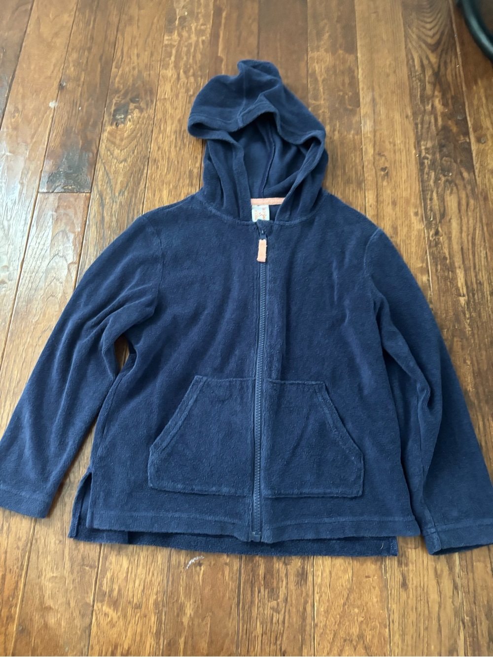 Cat & Jack M L Medium Large Blue Terry Swim Cover Up Zip Hoodie Long Sleeve